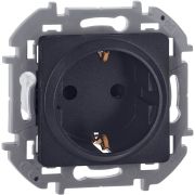 Розетка 1-местная с заземлением с защитными шторками 16А антрацит INSPIRIA