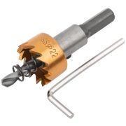 Коронка кольцевая по металлу, HSS сталь, титановое покрытие 22 мм