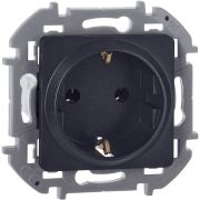 Розетка 1-местная с заземлением без защитных шторок 16А антрацит INSPIRIA