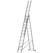 Лестница трехсекционная алюминиевая усиленная, 3x12 ступеней, H=343/594/841 см, вес 17.83 кг