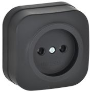 GLORY Розетка 1-местная для открытой установки без заземления без защитных шторок 10А РС20-2-ХЧм черный матовый IEK