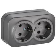 GLORY Розетка 2-местная для открытой установки с заземлением без защитных шторок 16А РС22-3-ХСм сталь матовый IEK