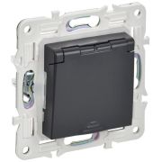 SKANDY Розетка 1-местная с заземлением с защитными шторками и крышкой 16А IP44 SK-R11T титан IEK