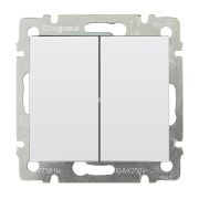 Выключатель 2-клавишный схема 5 10А безвинтовое крепление белый VALENA