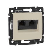 Розетка компьютерная двойная RJ45 категория 5Е UTP с захватами слоновая кость VALENA