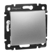 Выключатель 1-клавишный проходной схема 6 10А безвинтовое крепление алюминий VALENA