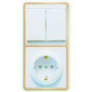 Блок БКВР-035 Бэлла (2-кл. выкл. + евророзетка с защ. шторками) зол. Кунцево 5836