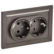 Розетка 2-м СП BRITE РС12-3-БрТБ 16А в сборе с заземл. без защ. шторок бронза IEK BR-R21-16-K45-F