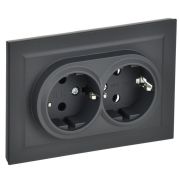 Розетка 2-м СП BRITE РС12-3-БрГ 16А в сборе с заземл. без защ. шторок графит IEK BR-R21-16-K53-F