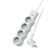 Удлинитель 4х3м с заземл. 10А IP20 2200Вт 220В защ. шторки ПВС 3х1 с выкл. бел. КОСМОС YKsm3m-4g-Z-V10A-W