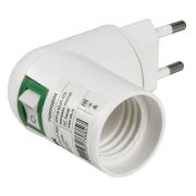 Переходник ПР7/16-27-R02 вилка 220В-патрон Е27 пластик белый IEK