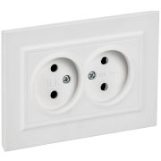 Розетка 2-м СП BRITE РС12-2-БрАБ 10А в сборе без заземл. без защ. шторок арктич. бел. IEK BR-R20-10-K91-F