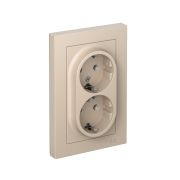 ATLASDESIGN РОЗЕТКА двойная с заземлением, 16А, в сборе, ПЕСОЧНЫЙ