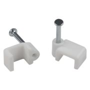 Скоба пластиковая крепежная плоская 8 мм белая NO-224-584 (50 шт/уп)