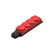 MultiSet Колодка 4х розетка 2К+З каучуковая 16А/250В IP44 Красная