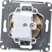 Розетка ATLASDESIGN с заземлением со шторками с крышкой 16А IP20 механизм шампань