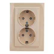 Розетка двухместная СП с заземлением 16А бежевый с защитными шторками Минск