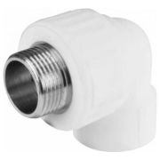 Угольник комбинированный 25x1/2' НР переходной, полипропиленовый PPR, белый