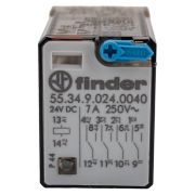 Реле электромеханическое универсальное миниатюрное, монтаж в розетку, 4CO 7A, контакты AgNi, катушка 24В DC, степень защиты RTI, опции: кнопка тест + мех.индикатор
