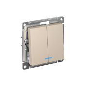 ATLASDESIGN выключатель двухклавишный с подсветкой, сх.5а, 10АХ, мех., ПЕСОЧНЫЙ
