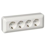 BLANCA О/У РОЗЕТКА 4-местная с заземлением со     шторками, МОНТ.ПЛ., 16А, 250В, БЕЛЫЙ, розн.уп.