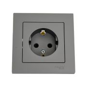 Розетка ATLASDESIGN с заземлением со шторками 16А в сборе сталь