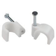 Скоба пластиковая крепежная круглая 12 мм белая NO-225-281 (10 шт/уп)