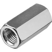 Гайка DIN 6334 М10 шестигранная удлиненная соединительная класс прочности 6 покрытие цинк