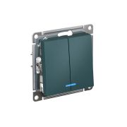 ATLASDESIGN 2-клавишный ВЫКЛЮЧАТЕЛЬ с подсветкой ,сх.5а, 10АХ,мех., быстрозажимные клеммы, ИЗУМРУД