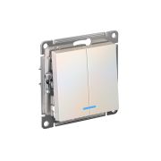 ATLASDESIGN 2-клавишный ВЫКЛЮЧАТЕЛЬ с подсветкой ,сх.5а, 10АХ, быстрозажимные клеммы, ЖЕМЧУГ