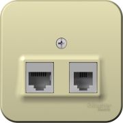 Розетка открытой установки BLANCA двойная, компьютерная RJ45, кат.5E + телефонная RJ11, с изолирующей пластиной, белый, бежевый