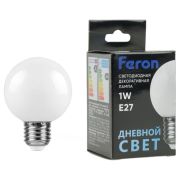 Лампа светодиодная LED 1вт Е27 белый 6400К (шар)