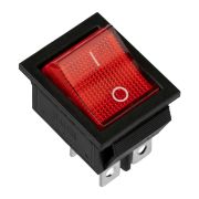Выключатель клавишный 250V 16А (4с) ON-OFF красный с подсветкой (RWB-502, SC-767, IRS-201-1)