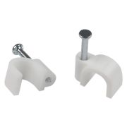 Скоба пластиковая крепежная круглая 7 мм белая NO-225-277 (10 шт/уп)