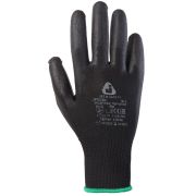 Черные защитные перчатки, полиэфир, полиурет. покр., размер L 12 пар.