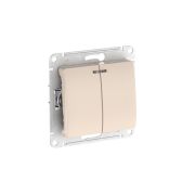 GLOSSA 2-клавишный ВЫКЛЮЧАТЕЛЬ с подсветкой, сх.5а, 10АХ, быстрозажимные клеммы, БЕЖЕВЫЙ