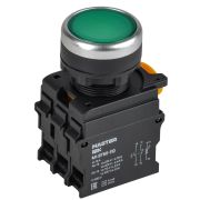 Кнопка с подсветкой d=22мм 1NO+1NC зелёная MASTER
