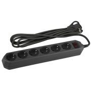 Фильтр сетевой черный с заземл, 3x0,75мм2, с выкл, 6гн, 5м USF-6es-5 м-B-BOX