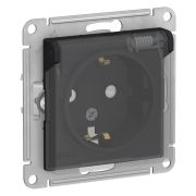 ATLASDESIGN AQUA РОЗЕТКА с заземлением со шторкамис прозрачной крышкой, 16А, IP44, механизм, КАРБОН