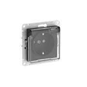 ATLASDESIGN AQUA РОЗЕТКА с заземлением со шторками с прозрачной крышкой, 16А,IP44, быстрозажимные клеммы,КАРБОН