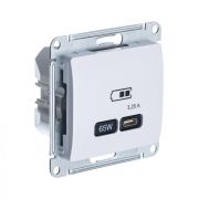GLOSSA USB РОЗЕТКА тип-С 65W высокоскор.заряд. QC, PD, механизм, БЕЛЫЙ