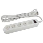 Фильтр сетевой USF-5es-5m-W с базовой защитой с заземлением с выключателем 5 розеток 5м 10А белый