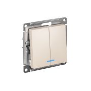 ATLASDESIGN 2-клавишный ВЫКЛЮЧАТЕЛЬ с подсветкой, сх.5а, 10АХ,мех., быстрозажимные клеммы, БЕЖЕВЫЙ