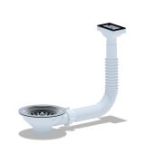 Перелив для мойки 3 1/2' с прямоугольным горизонтальным корпусом