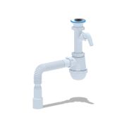 Сифон для мойки АНИ Грот 1 1/2'X40 с отводом для стиральной машины с гибкой трубой 40х40/50