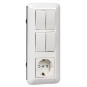 Прима С/У БЛОК: розетка с заземлением + выключатель двухклавишный + выключатель двухклавишный белый