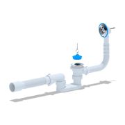 Сифон для ванны АНИ 1 1/2' с выпуском и переливом плоский с гибкой трубой 40х50