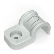 Крепеж-скоба пластиковая односторонняя для прямого монтажа серая в п/э д16 (50шт/750шт уп/кор)