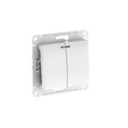 GLOSSA 2-клавишный ВЫКЛЮЧАТЕЛЬ с подсветкой, сх.5а, 10АХ, быстрозажимные клеммы, БЕЛЫЙ