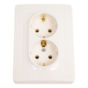 BLANCA скрытой установки розетка двойная с заземлением без шторок, 16А, 250В, молочный